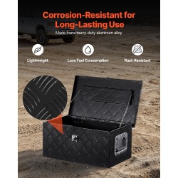 Alumiininen työkalulaatikko ajoneuvon lavalle 508x305x241 mm musta lukolla ja sivukahvalla