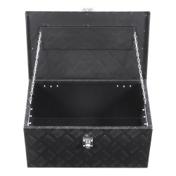 Alumiininen työkalulaatikko ajoneuvon lavalle 508x305x241 mm musta lukolla ja sivukahvalla