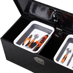 Työkalulaatikko alumiiniseoksesta musta 899 x 370 x 370 mm lukollinen liukuva hylly