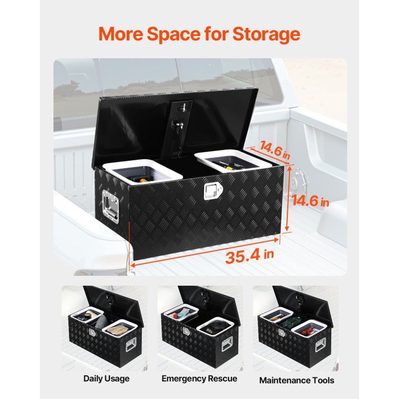 Työkalulaatikko alumiiniseoksesta musta 899 x 370 x 370 mm lukollinen liukuva hylly