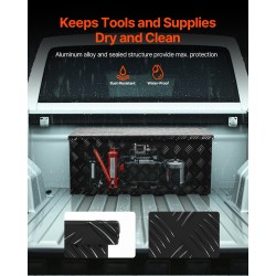 Työkalulaatikko alumiiniseoksesta musta 899 x 370 x 370 mm lukollinen liukuva hylly
