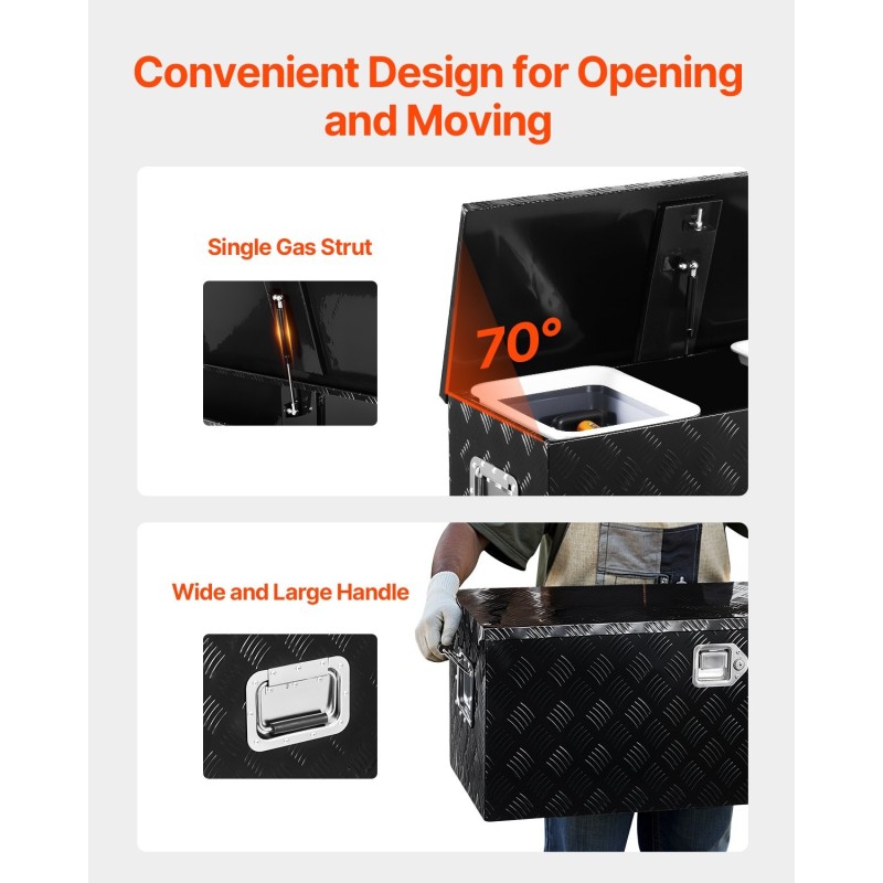 Työkalulaatikko alumiiniseoksesta musta 899 x 370 x 370 mm lukollinen liukuva hylly