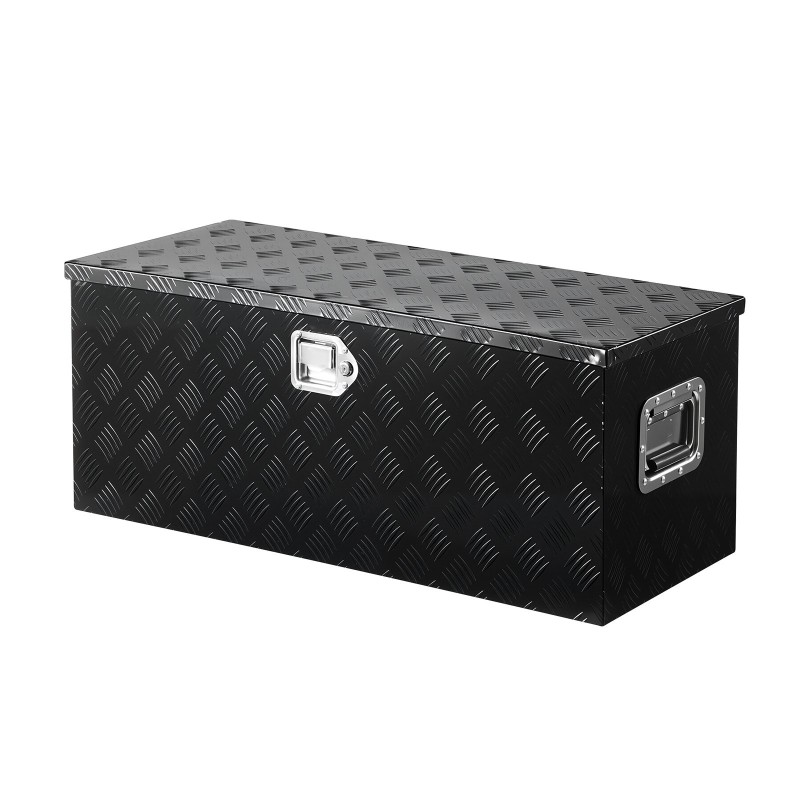 Työkalulaatikko alumiiniseoksesta musta 899 x 370 x 370 mm lukollinen liukuva hylly