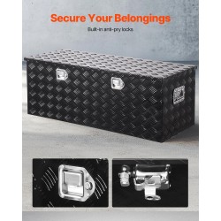 Alumiininen raidallinen työkalulaatikko lava-autoon 1219×495×445 mm lukolla sivukahvalla musta