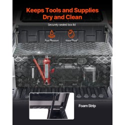 Alumiininen raidallinen työkalulaatikko lava-autoon 1219×495×445 mm lukolla sivukahvalla musta