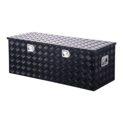 Alumiininen raidallinen työkalulaatikko lava-autoon 1219×495×445 mm lukolla sivukahvalla musta