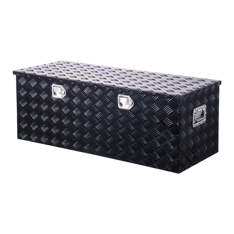 Alumiininen raidallinen työkalulaatikko lava-autoon 1219×495×445 mm lukolla sivukahvalla musta