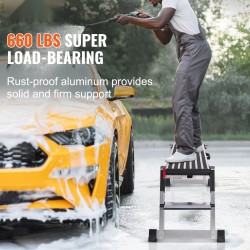 Taitettava alumiininen työalusta kantavuus 200 kg korkeus 48,7 cm liukuestejalat