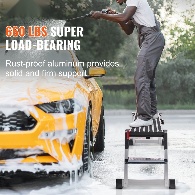 Taitettava alumiininen työalusta kantavuus 200 kg korkeus 48,7 cm liukuestejalat