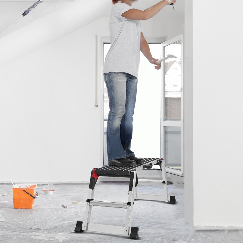 Taitettava alumiininen työalusta kantavuus 200 kg korkeus 48,7 cm liukuestejalat