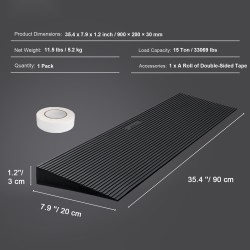 Leikattava täyskuminen kynnysluiska yhdeksänkymmentä senttimetriä pitkä kolme senttimetriä korkea luistamaton