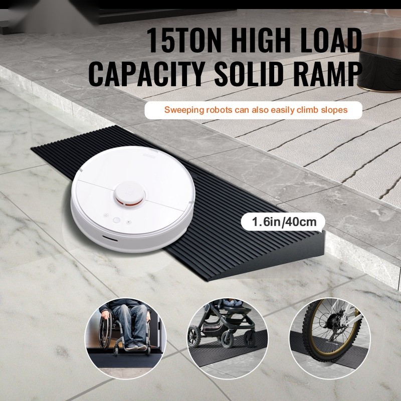 Kynnysluiska luonnonkumia 90 cm pitkä 4 cm korkea pyörätuoleille ja robotti-imureille