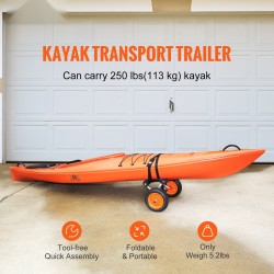 Kajakki- ja kanootinkuljetuskärry alumiinirunko 113,4 kg kantavuus 25,4 cm täyskumirenkaat taitettava