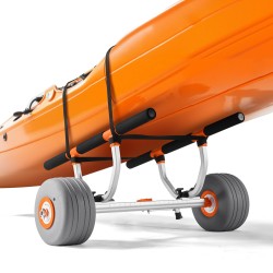 Kajakkikärry alumiiniseosrunko 158 8 kg kantavuus 30 5 cm puhallettavat polyuretaanirenkaat kaksi sidontaliinaa