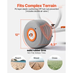 Kajakkikärry alumiiniseosrunko 158,8 kg kantavuus 30,5 cm puhallettavat polyuretaanirenkaat kaksi sidontaliinaa