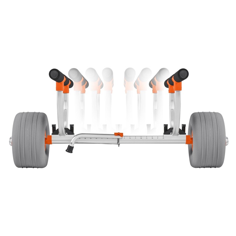 Kajakkikärry alumiiniseosrunko 158,8 kg kantavuus 30,5 cm puhallettavat polyuretaanirenkaat kaksi sidontaliinaa