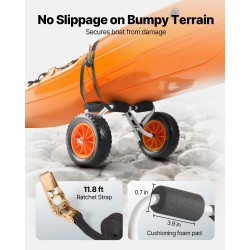 Taitettava alumiinikajakkikärry 90 kg kantavuus 25,4 cm täydenkumin renkaat kajakeille