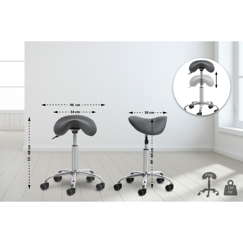 Ergonominen satulatuoli pyörillä säädettävä korkeus työhön ja kotiin