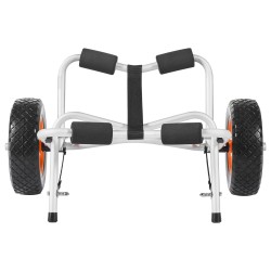 Kajakkikärry alumiinirunkoinen taittuva 113,4 kg kantavuudella 25,4 cm täyskumarenkailla ja räikkäkiristyshihnalla