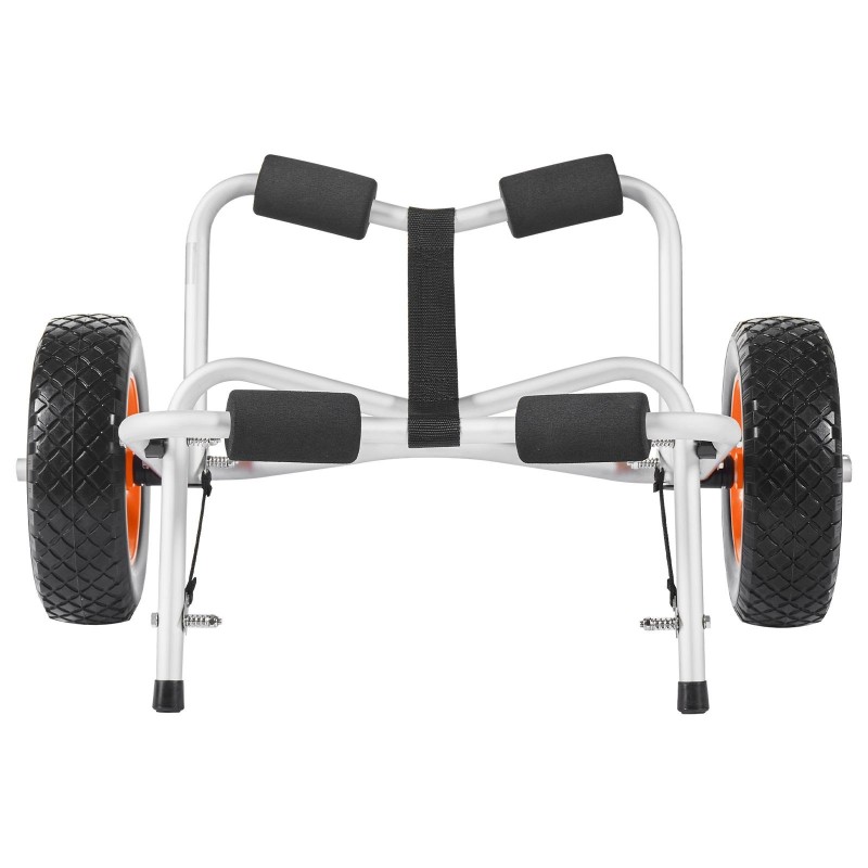 Kajakkikärry alumiinirunkoinen taittuva 113,4 kg kantavuudella 25,4 cm täyskumarenkailla ja räikkäkiristyshihnalla