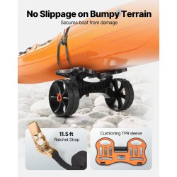 Taitettava kajakkikärry 136,1 kg kantavuus 25,4 cm täyskumirenkaat räikkäkiristysliina