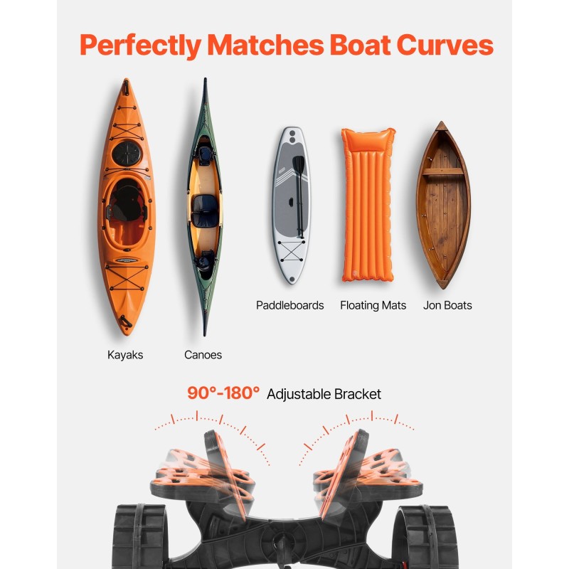 Taitettava kajakkikärry 136,1 kg kantavuus 25,4 cm täyskumirenkaat räikkäkiristysliina