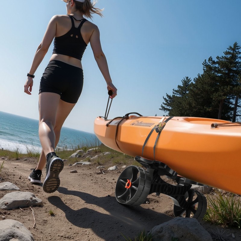 Taitettava kajakkikärry 136,1 kg kantavuus 25,4 cm täyskumirenkaat räikkäkiristysliina