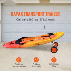 Kajakkikärry paksunnettu alumiinirunko 127 kilogrammaa kantava säädettävä leveys 10 tuumaiset renkaat