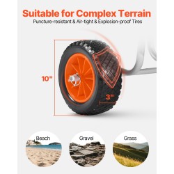 Kajakkikärry alumiiniseosrunko 68 kg kantavuus täyskumirenkaat 25 cm räikkäkiristyshihna SUP-laudoille ja surffilaudoille