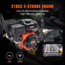 Bensiinikäyttöinen painepesuri 3400 PSI 2,6 GPM 5 pikaliitettävää suutinta
