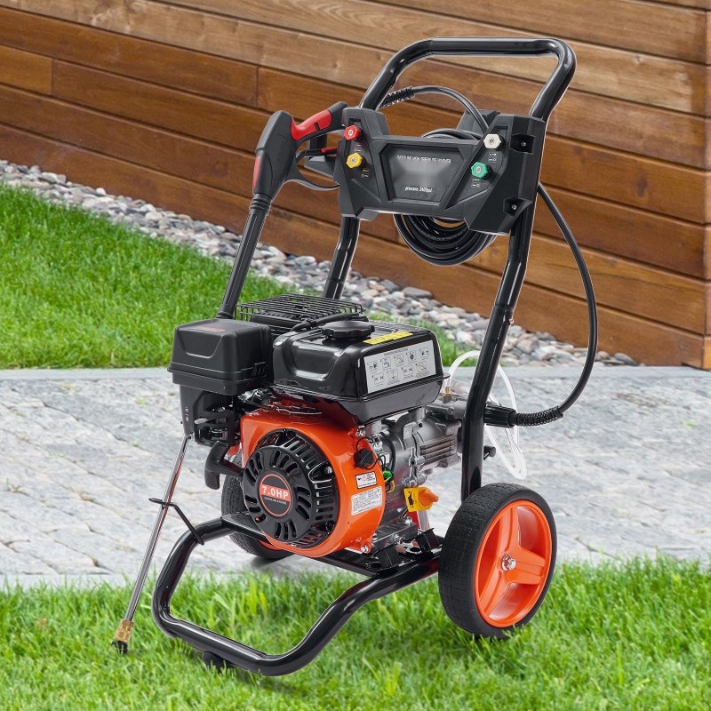 Bensiinikäyttöinen painepesuri 3400 PSI 2,6 GPM 5 pikaliitettävää suutinta