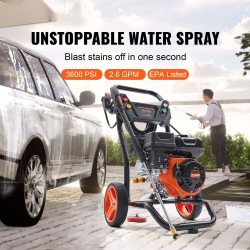 Korkeapainepesuri bensiinikäyttöinen 3600 PSI 2,6 GPM kuparipumppu 210cc 5 suutinta