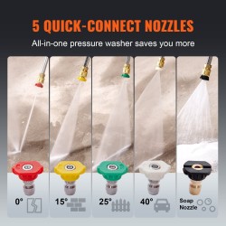 Korkeapainepesuri bensiinikäyttöinen 3600 PSI 2,6 GPM kuparipumppu 210cc 5 suutinta