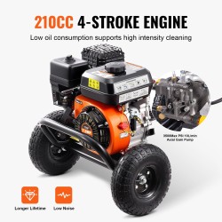 Korkeapainepesuri polttomoottorilla 3500 PSI 10 L/min 8 m letku 5 suutinta