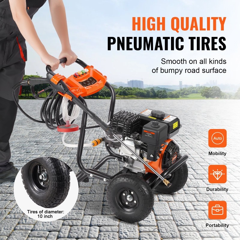 Korkeapainepesuri polttomoottorilla 3500 PSI 10 L/min 8 m letku 5 suutinta