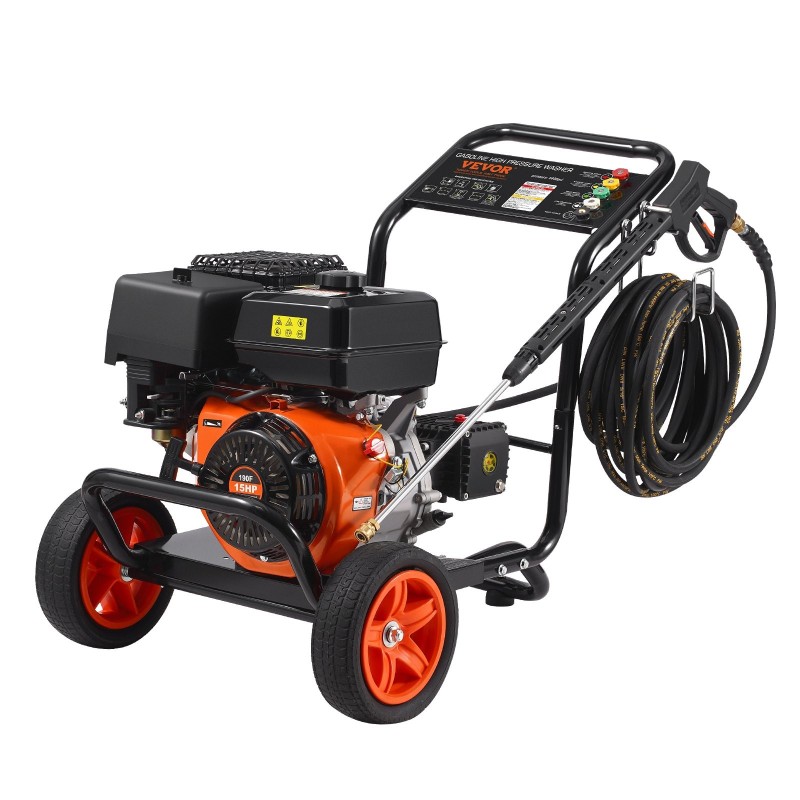 Bensiinikäyttöinen painepesuri 4400 PSI 15 L/min kuparipumpulla 5 suutinta