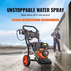 Bensiinikäyttöinen korkeapainepesuri 3950 psi 10 l/min 10 m letku 5 suutinta