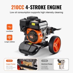 Bensiinikäyttöinen korkeapainepesuri 3950 psi 10 l/min 10 m letku 5 suutinta