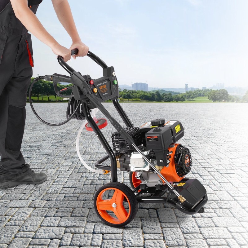 Bensiinikäyttöinen korkeapainepesuri 3950 psi 10 l/min 10 m letku 5 suutinta