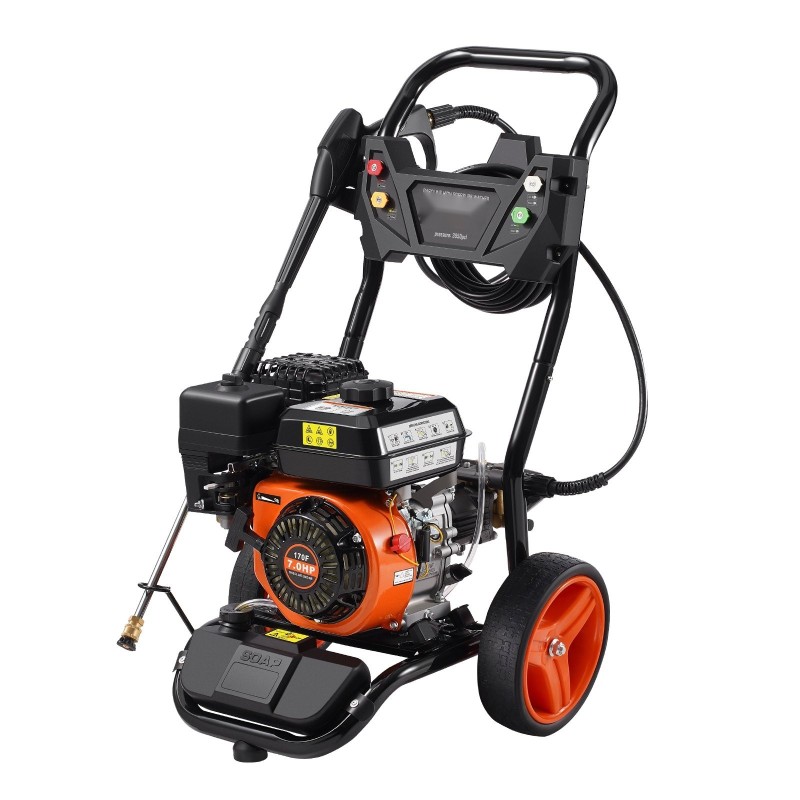 Bensiinikäyttöinen korkeapainepesuri 3950 psi 10 l/min 10 m letku 5 suutinta