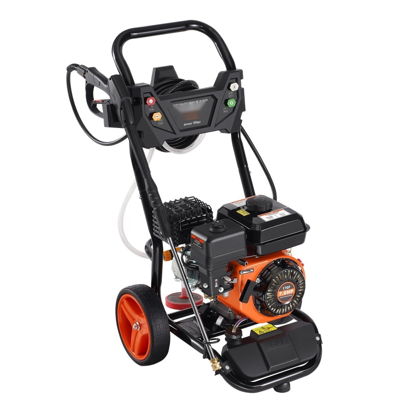 Bensiinikäyttöinen korkeapainepesuri 3950 psi 10 l/min 10 m letku 5 suutinta