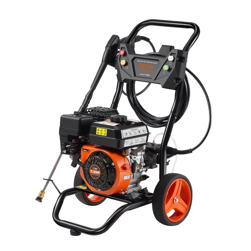 Korkeapainepesuri bensiinamoottorilla 3400 psi 10 l/min alumiinipumppu 5 suutinta