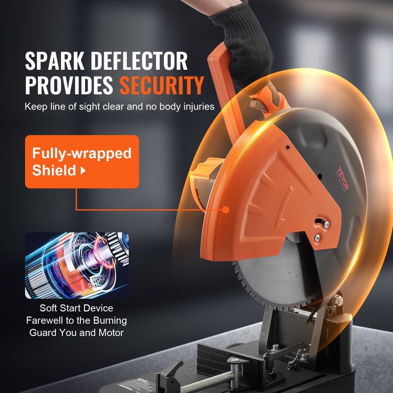 Metallin katkaisusaha 35,6 cm terällä kylmäleikkauksella 0–45 asteen jiirillä