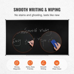 Magneettinen musta kirjoitustaulu 1750 x 1000 mm alumiinikehyksellä hunajakennolevyllä kuivapyyhittävä pinta