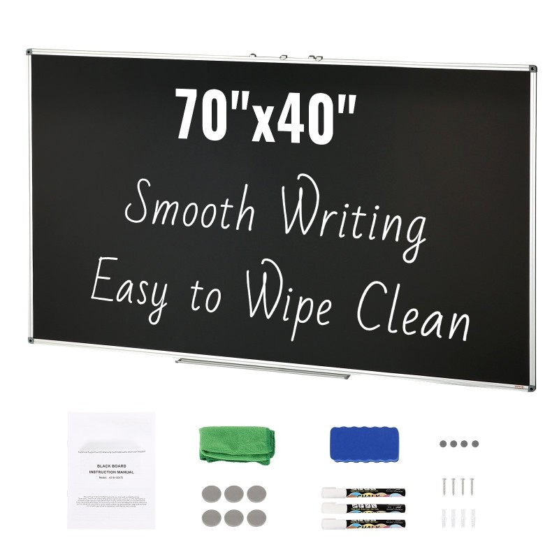 Magneettinen musta kirjoitustaulu 1750 x 1000 mm alumiinikehyksellä hunajakennolevyllä kuivapyyhittävä pinta