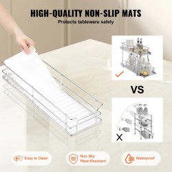 Ulosvedettävä kaksitasoinen teräskori kromattu pinta liukukiskot PP-aluslevyt 245x563x485 mm