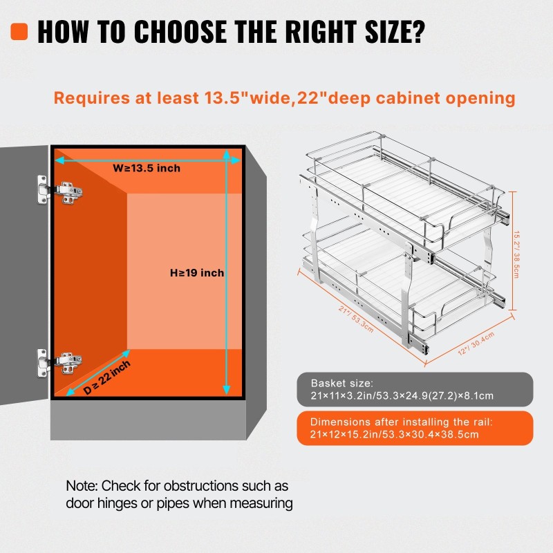 Ulosvedettävä kaksitasoinen kaappijärjestin teräsrunko PP-mattapinnat 334 x 563 x 485 mm