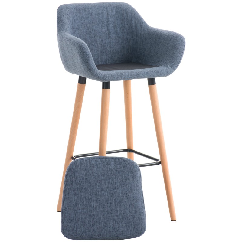 Grant moderni kangasverhoiltu baarijakkara pyökkipuisella jalustalla