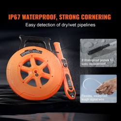 Putkitukosten paikannin 30 metrin kaapelilla ABS-muovinen IP67 vesitiivis muovi- ja metalliputkille