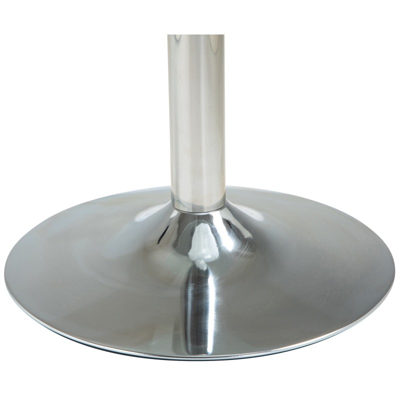 Tyylikäs pyöreä lasipöytä kromirungolla ruokailuun ja sivupöydäksi